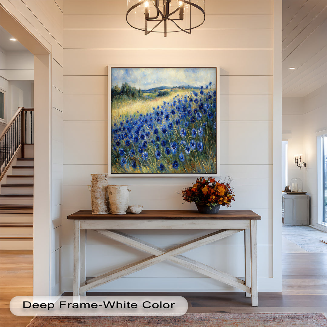 Golden Fields and Blue Cornflowers – Impressionist Meadow Scene Oil Painting
