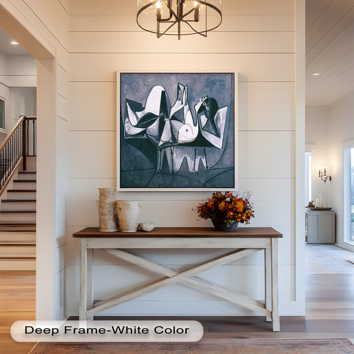 Geometry of Stillness – Monochrome Reclining Picasso Oil Painting