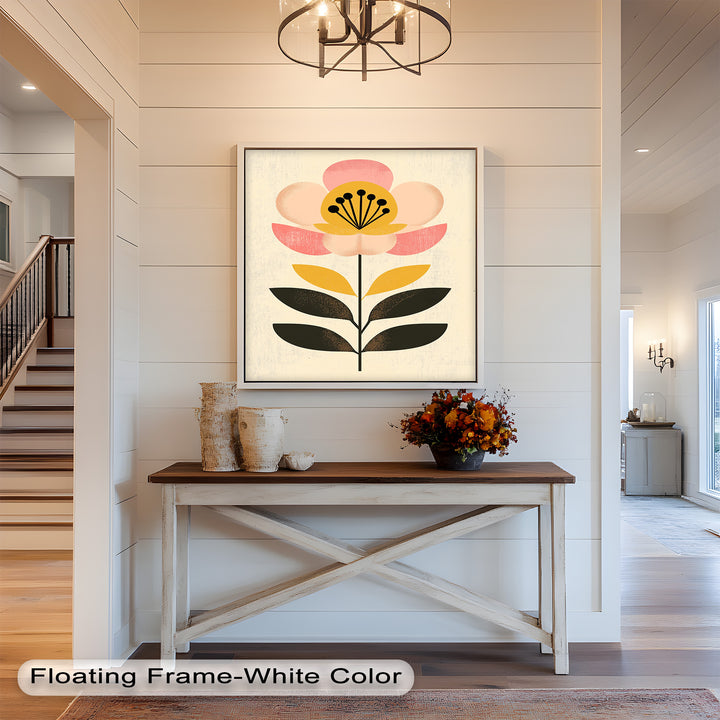 Mid-Century Bloom – Retro Floral Minimalist Wall Art Oil Painting