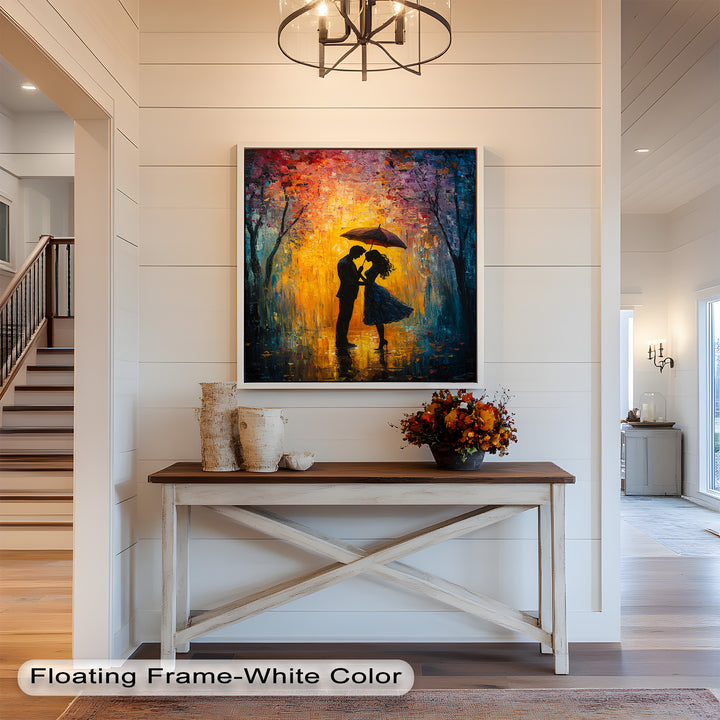 Lovers Under Autumn Glow – Romantic Couple Oil Painting