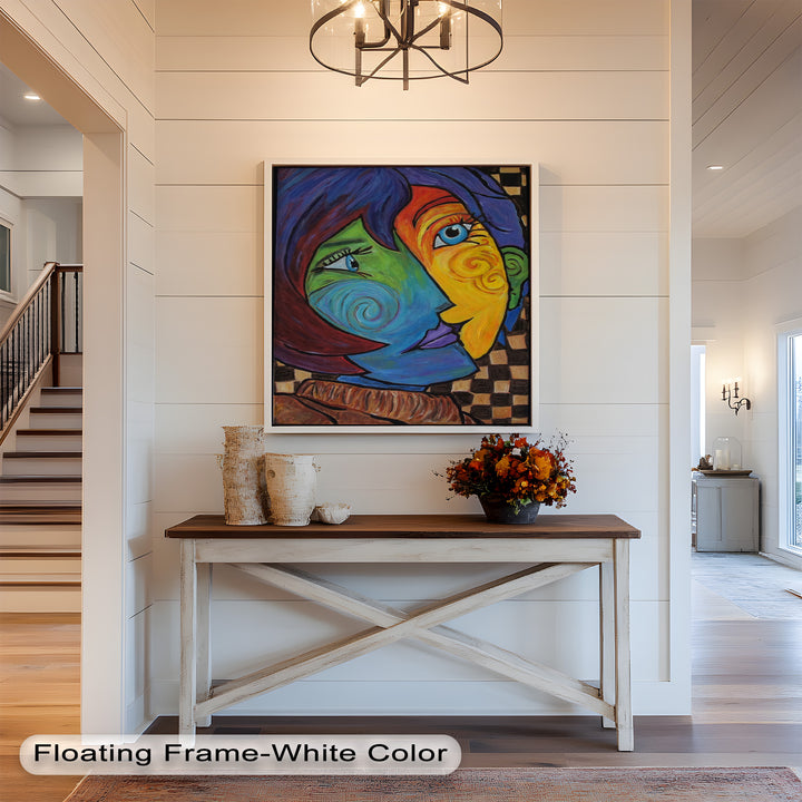 Dual Emotions – Vibrant Abstract Portrait Picasso Oil Painting