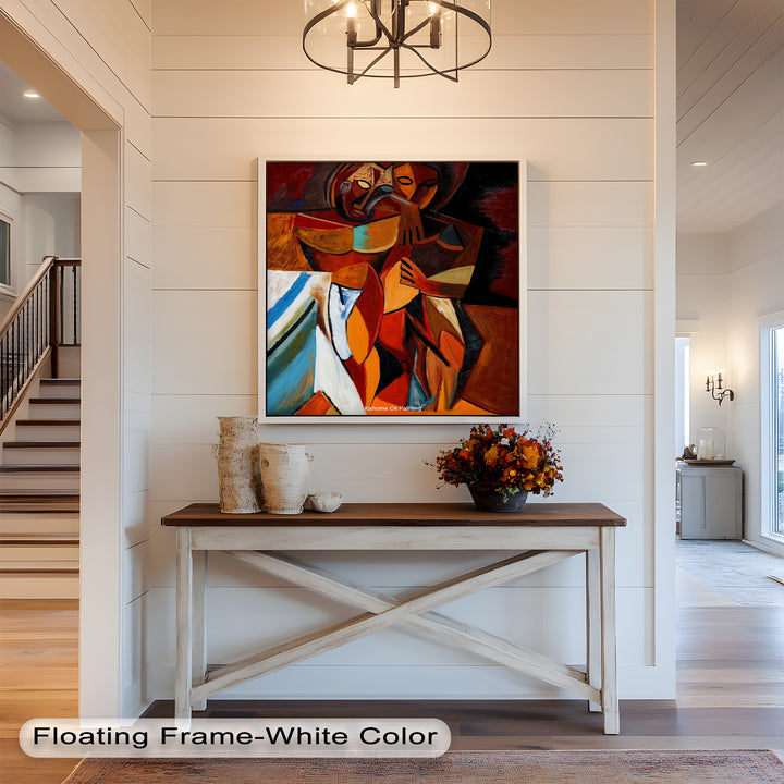Abstract Embrace Wall Art – Cubist Oil Painting