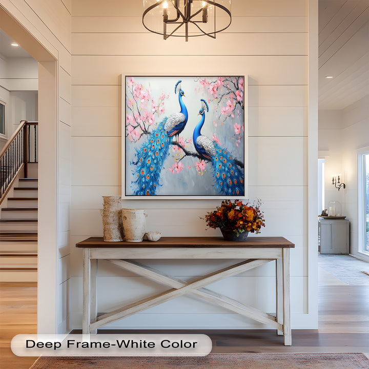 Peacocks Among Cherry Blossoms – Animal Oil Painting