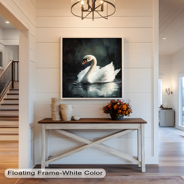 Solitary Grace – White Swan Oil Painting