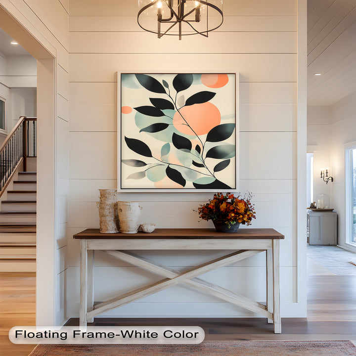 Blush Eclipse – Minimalist Botanical Silhouette Oil Painting