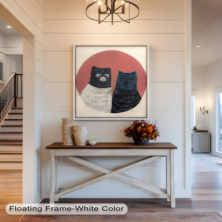 Masked Companions – Contemporary Cat Oil Painting