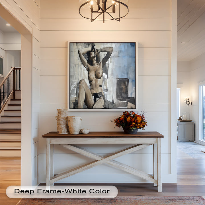 Urban Solitude – Contemporary Nude Oil Painting in Monochrome Hues