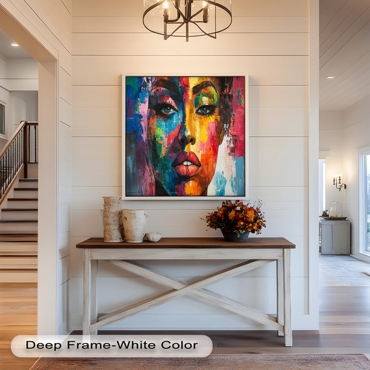 Color Reign – Vibrant Female Portrait Abstract Oil Painting