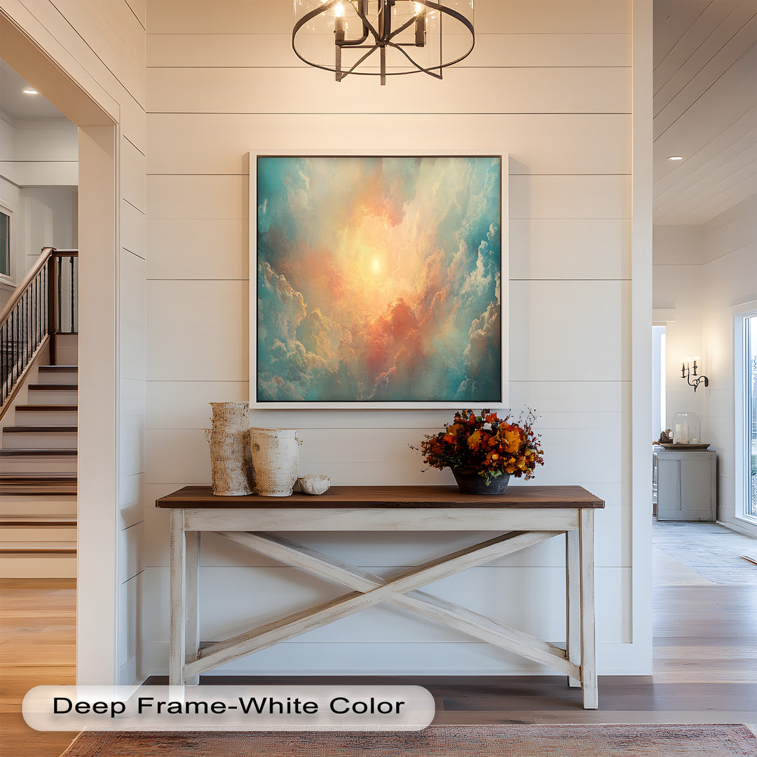 Abstract Sky and Sunlight – Framed Oil Painting
