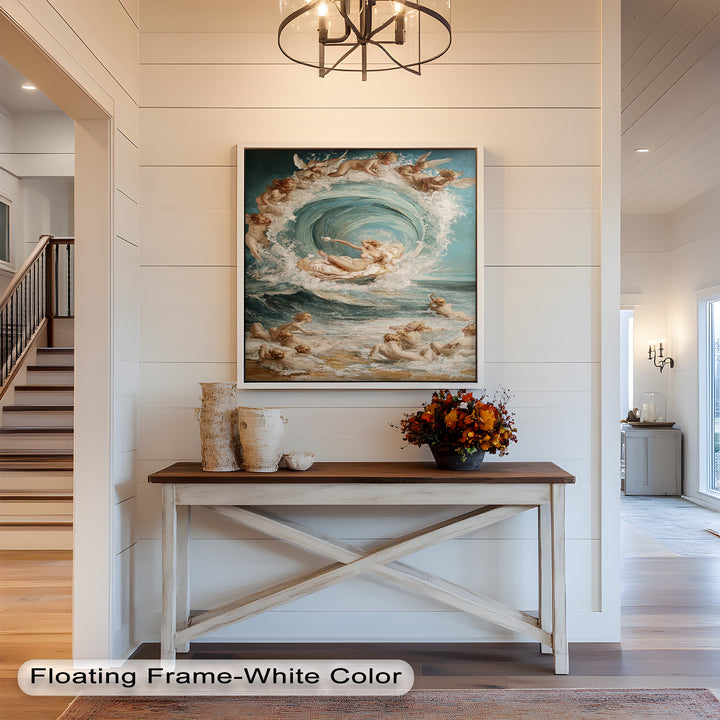 Birth of the Wave – Mythological Goddess and Cherubs Oil Painting
