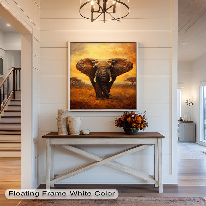 Majestic Elephant at Sunset – Wildlife Oil Painting