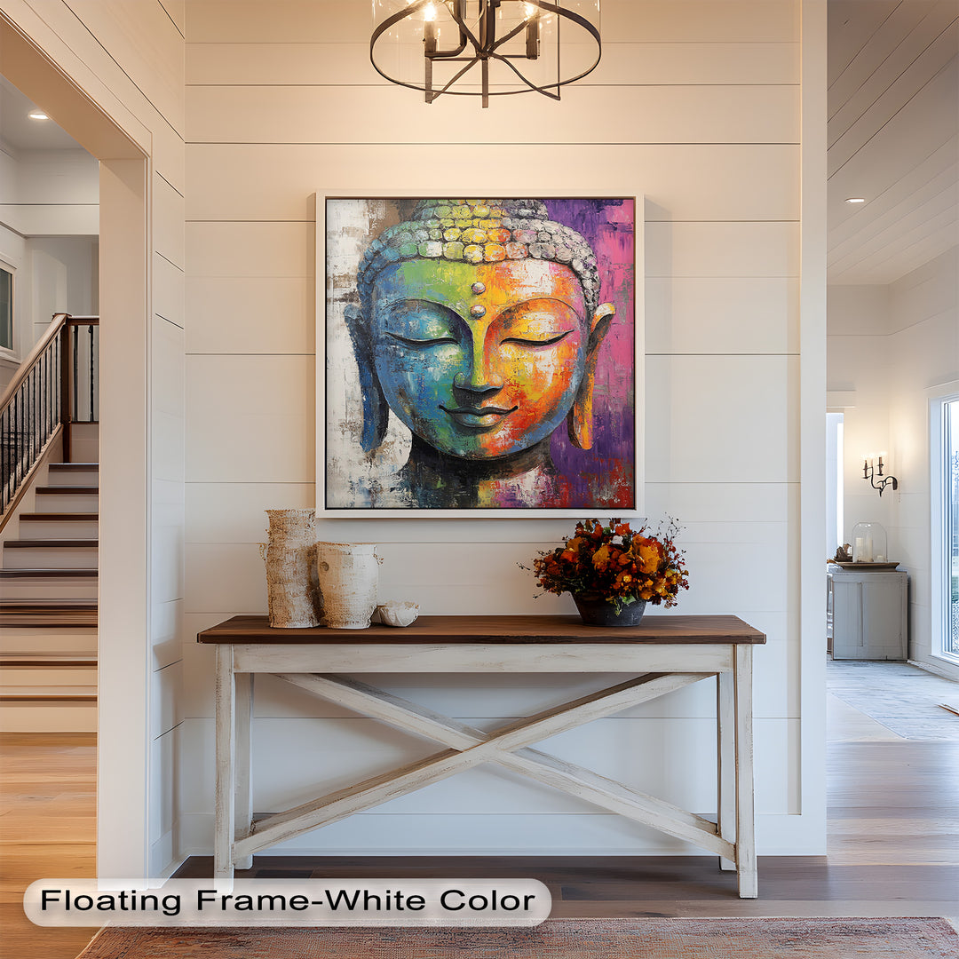 Colorful Buddha Wall Art – Religious Oil Painting