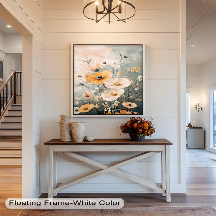 Golden Meadow Bloom - Boho Oil Painting