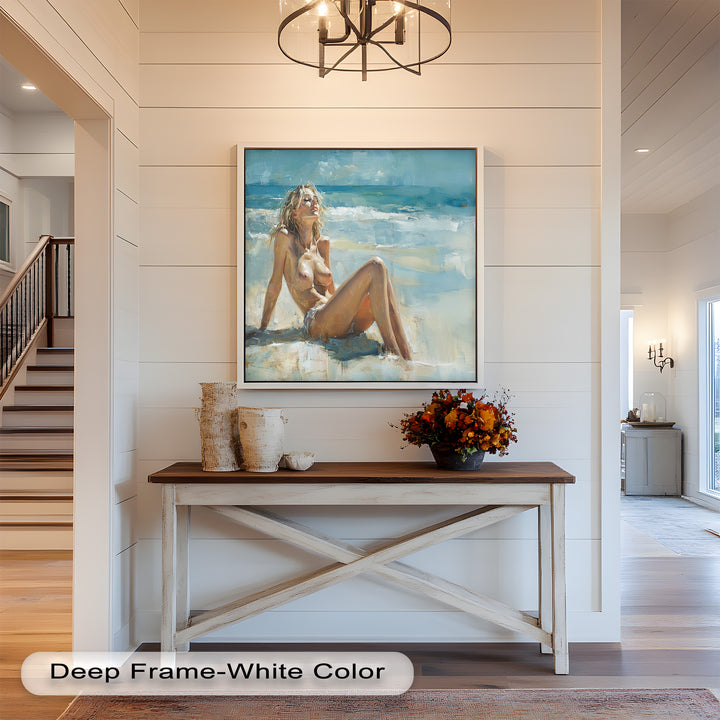 Sun-Kissed Serenity – Beachside Nude Figurative Oil Painting