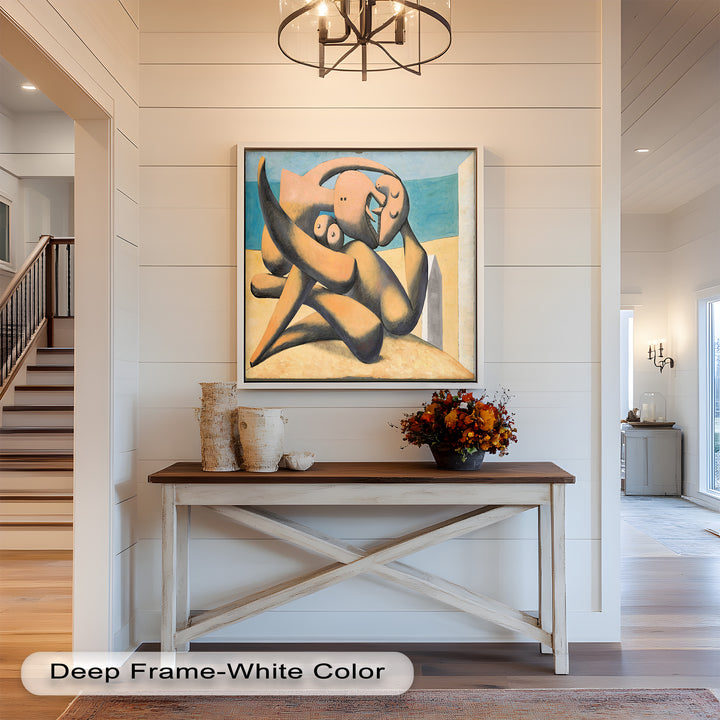Lovers by the Sea – Abstract Embrace Picasso Oil Painting