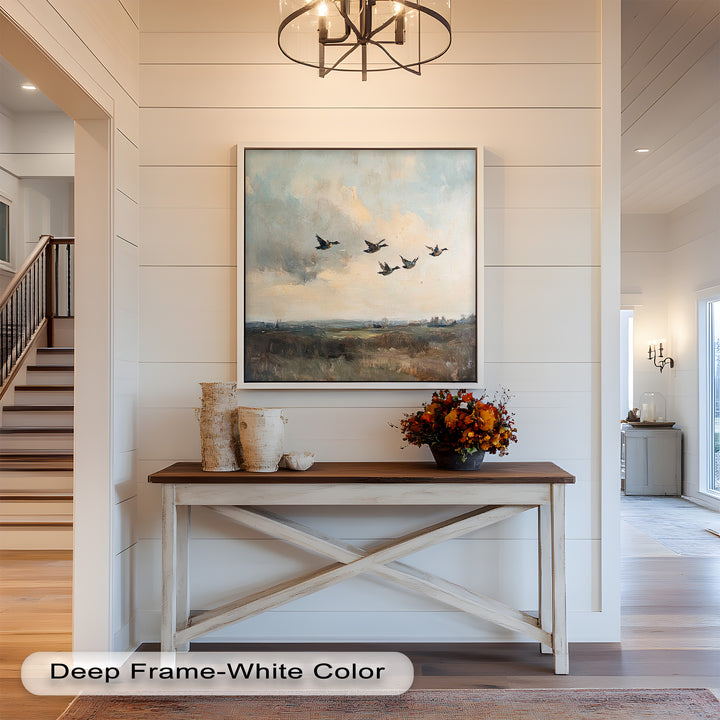 Flight Over the Marshlands – Ducks in Motion Oil Painting