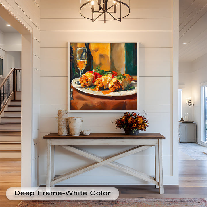 Gefüllte Paprika und Wein – Gourmet-Essszene Food Painting