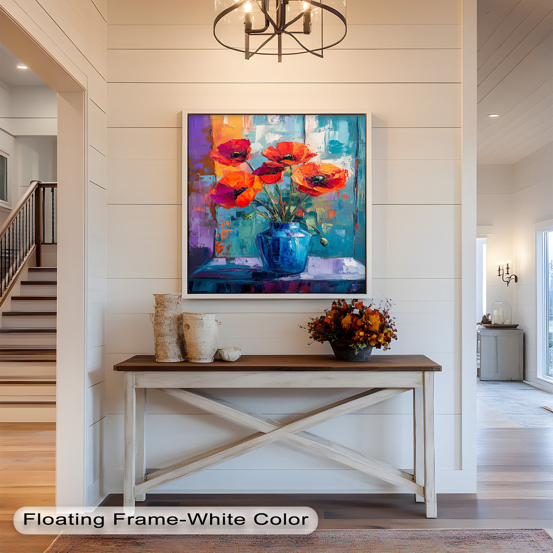 Crimson Blooms – Poppy Flower Oil Painting