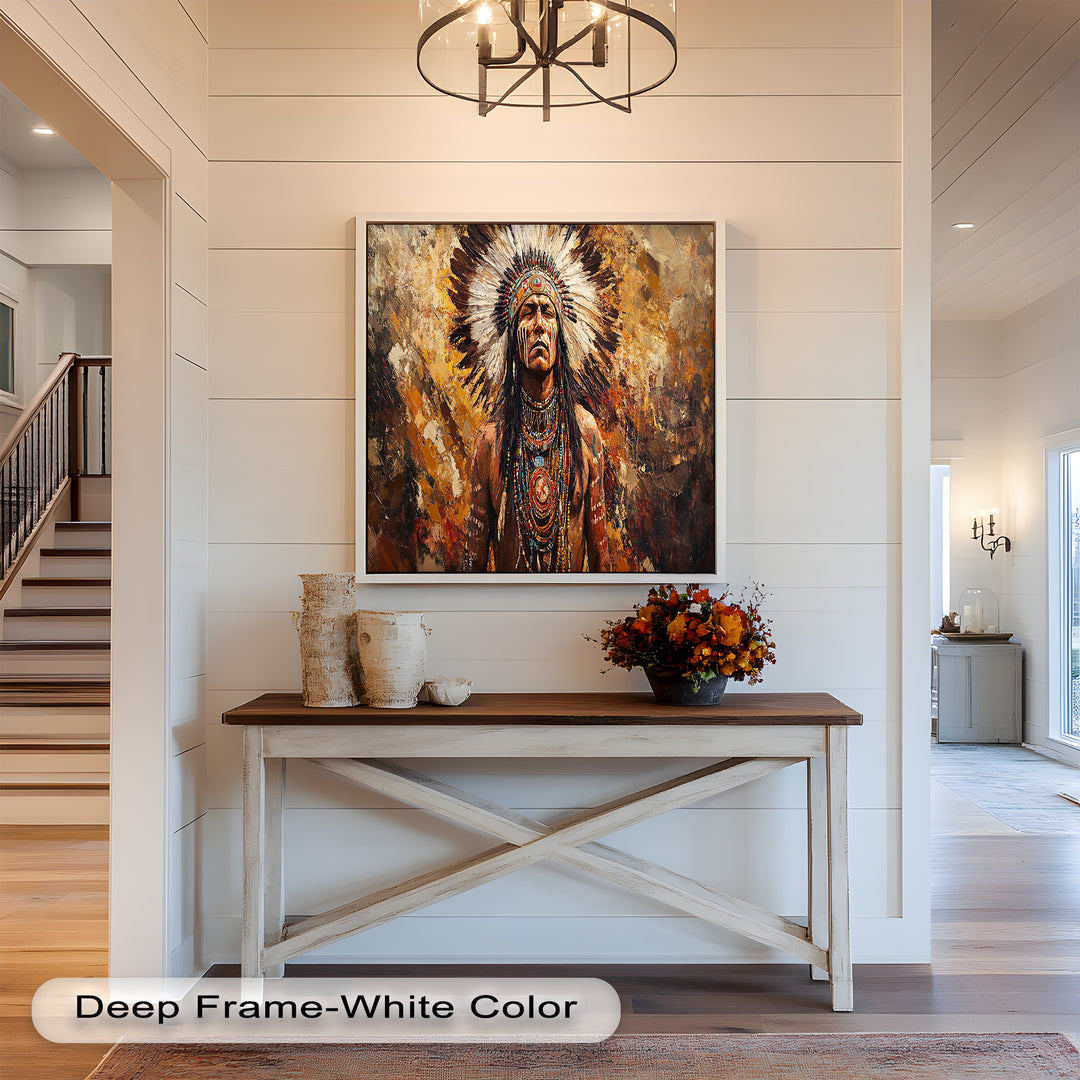 Sacred Flame – Tribal Warrior Portrait Oil Painting
