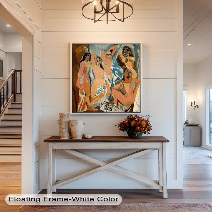 Echoes of Les Demoiselles – Picasso-Inspired Cubist Nude Figures Oil Painting