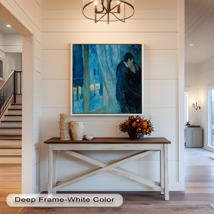 The Kiss by Munch – Romantic Blue Interior Oil Painting