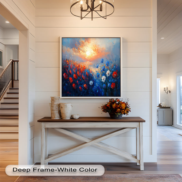 Wildflower Sunset Symphony – Colorful Horizon Flower Oil Painting