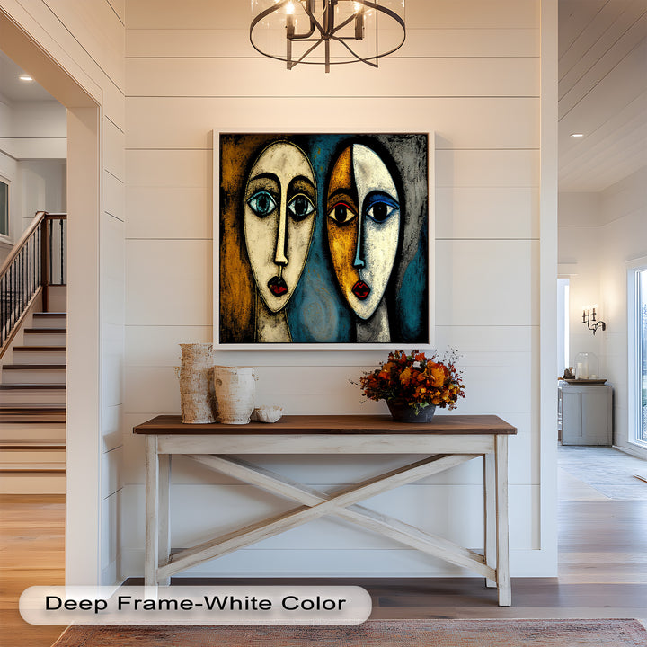Duality of Gaze – Abstract Expressionist Portrait Picasso Oil Painting