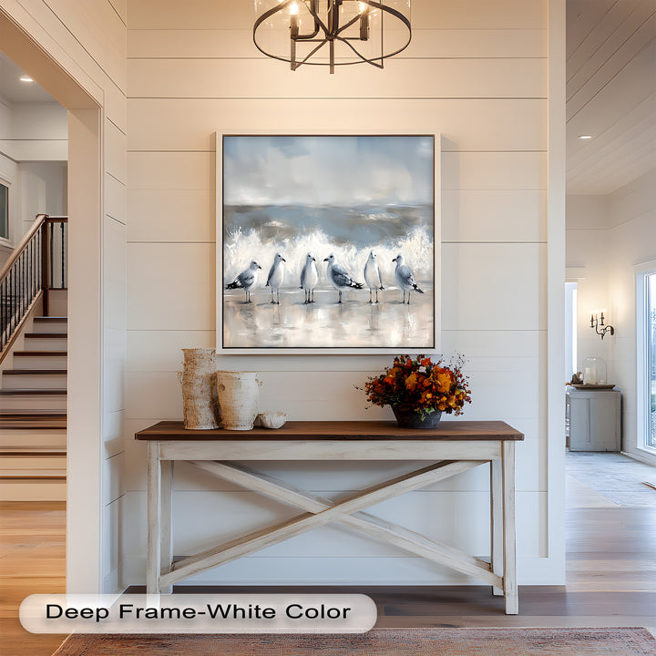 Seagulls and Surf – Bird Oil Painting