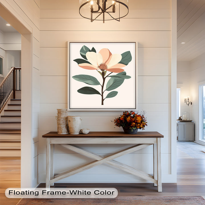 Minimal Magnolia – Elegantes botanisches Ölgemälde