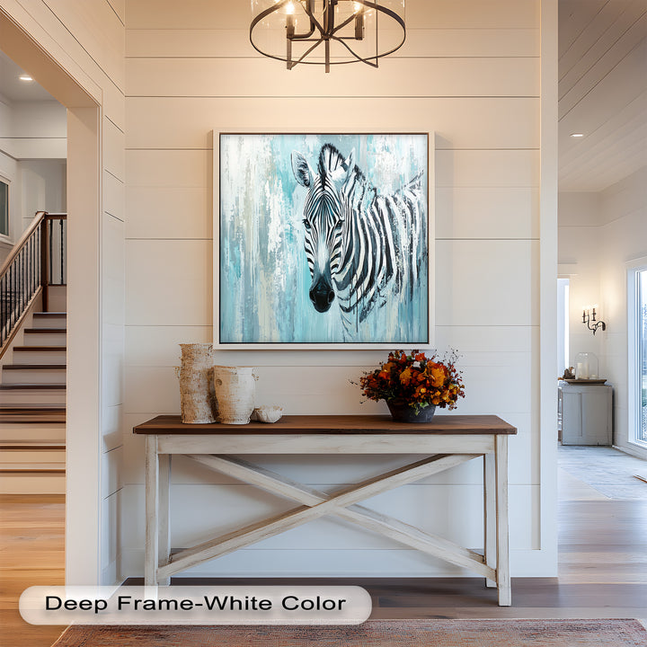 Zebra in Blue Abstract Style - Animal Oil Painting