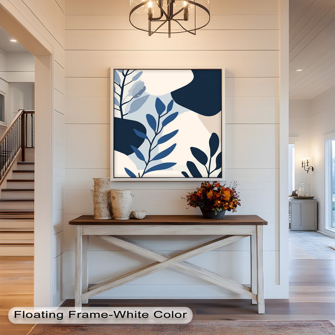 Indigo Serenity – Minimalist Botanical Oil Painting