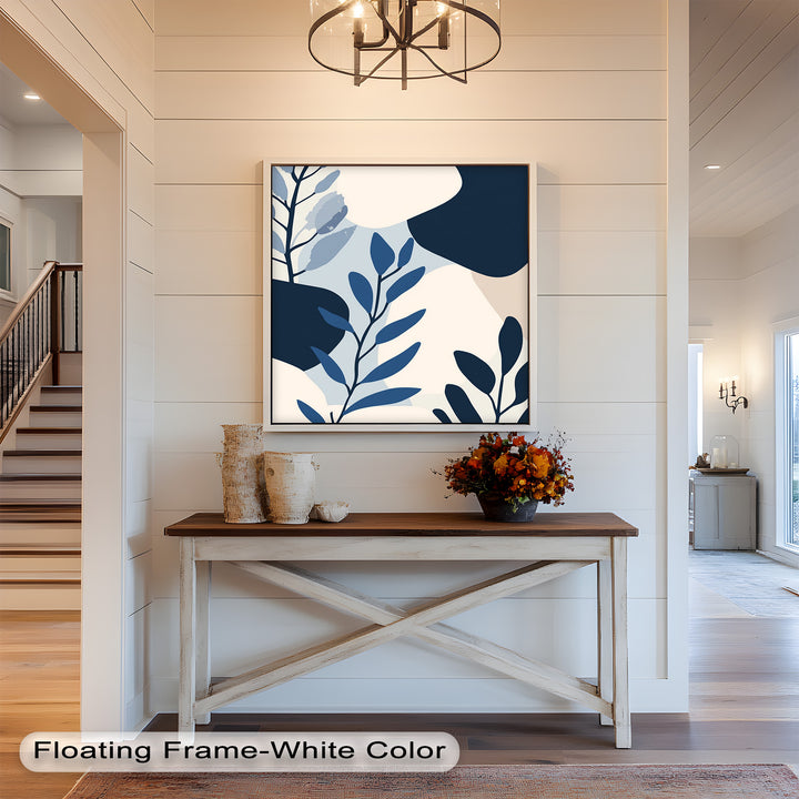 Indigo Serenity – Minimalist Botanical Oil Painting