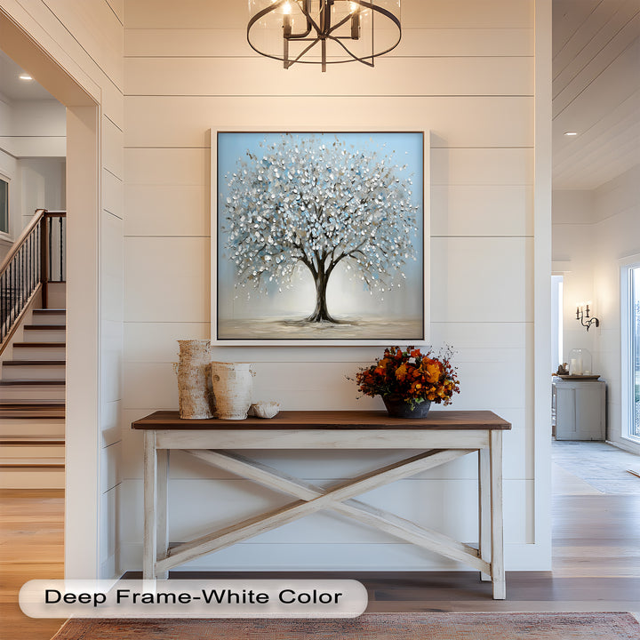 Snowflower Tree – Modern Framed Oil Painting