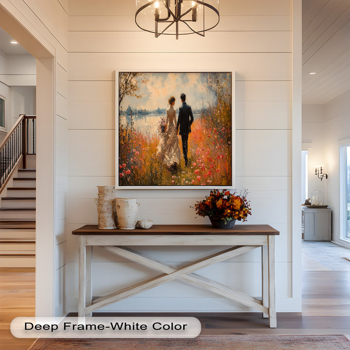 A Walk to Remember – Impressionist Couple in Blooming Field Oil Painting
