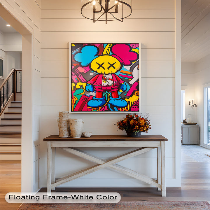 Neon Rebellion – KAWS Graffiti Ölgemälde
