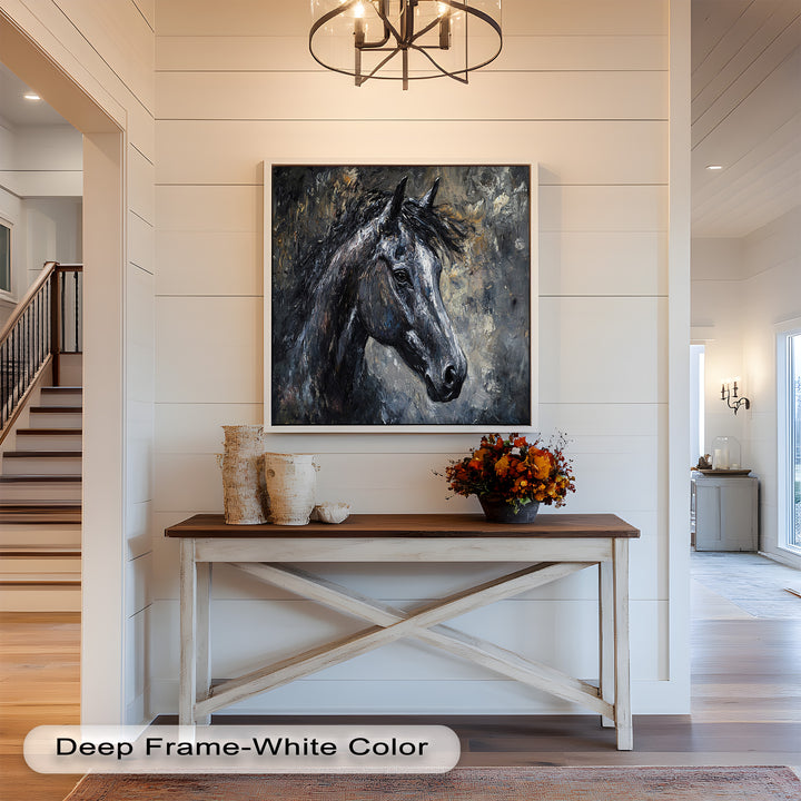 Black Horse Portrait - Animal Oil Painting