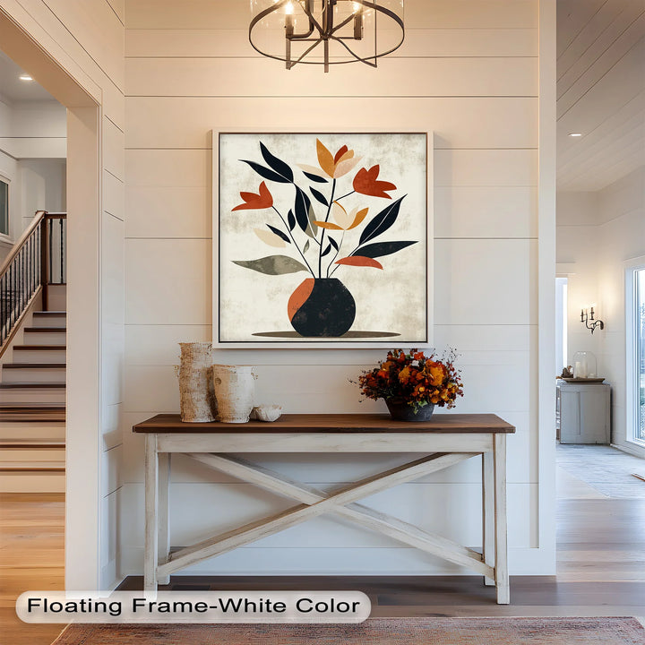 Earthy Boho Floral – Modern Abstract Vase Oil Painting - MyPhotoStation