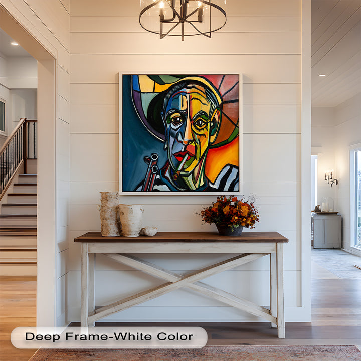 Rebel's Gaze – Bold Cubist Portrait Picasso Oil Painting