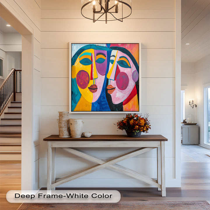 Unified Gaze – Vibrant Dual Portrait Picasso Oil Painting
