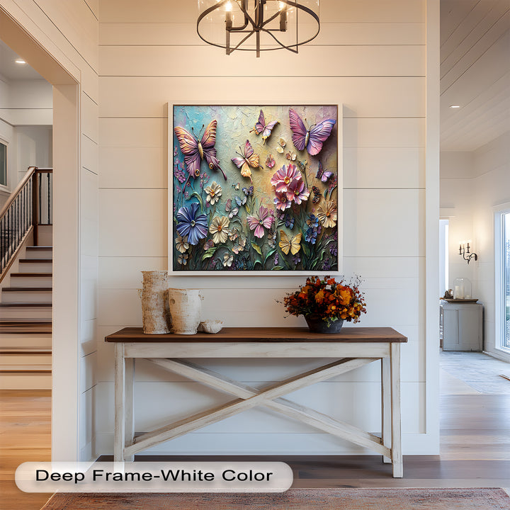 Butterflies Abstract Floral – Colorful Nature-Themed Oil Painting