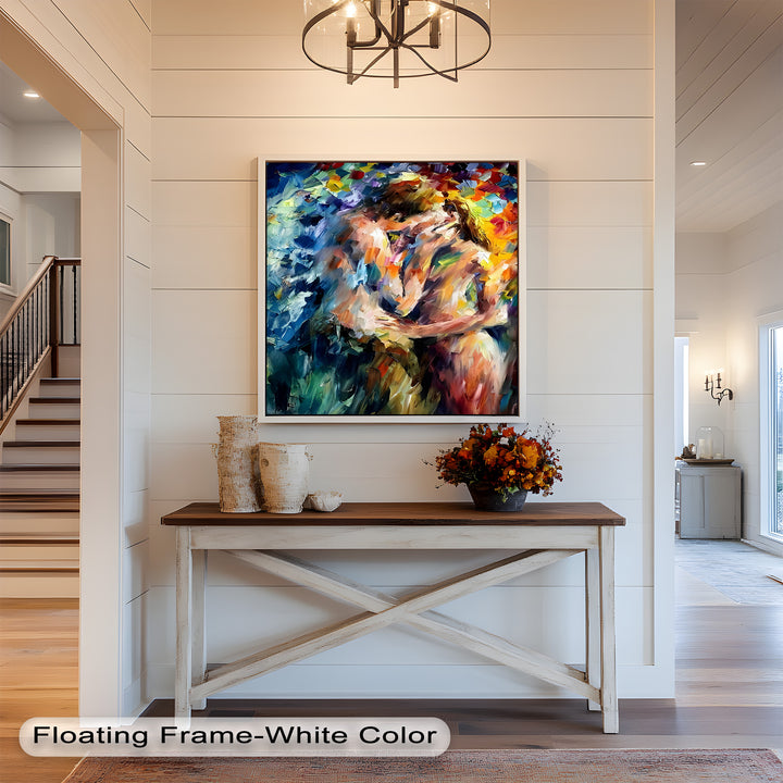 Ethereal Embrace – Abstract Lovers in a Burst of Color Oil Painting