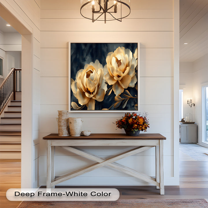 Golden Bloom Elegance – Flower Oil Painting