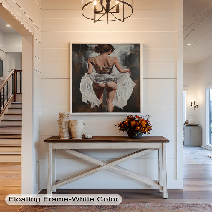 Soft Steps in Lace – Romantic Figurative Nude Oil Painting