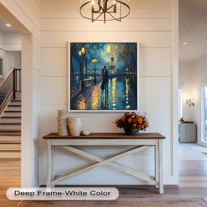 Moonlit Reflections – Eiffel Tower Romance Love Oil Painting