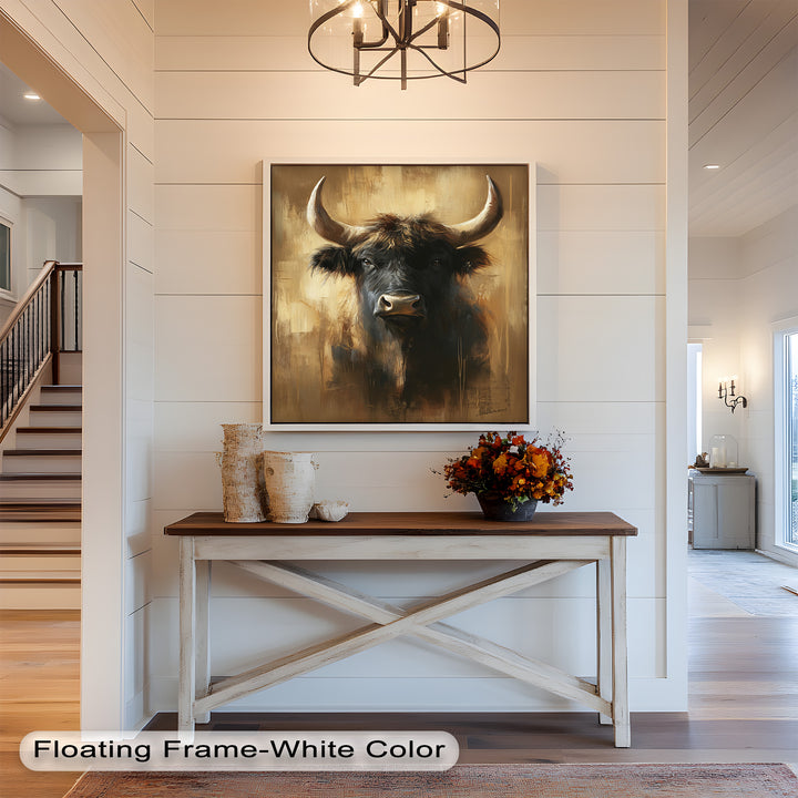 Bull in Amber Tones - Animal Oil Painting