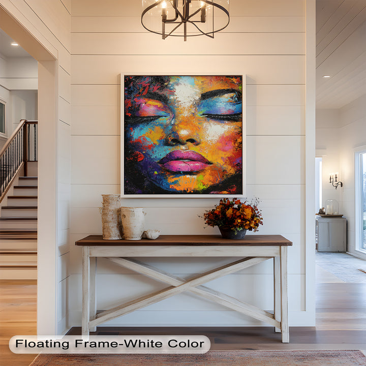 Chromatic Reverie – Bold Female Portrait in Abstract Oil Painting