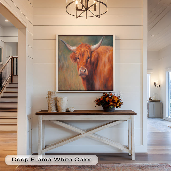 Highland Cow Oil Painting – Warm Animal Wall Art