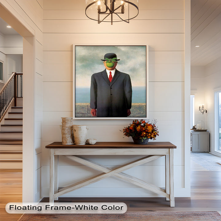 The Hidden Face – Surrealist Gentleman with Green Apple Oil Painting