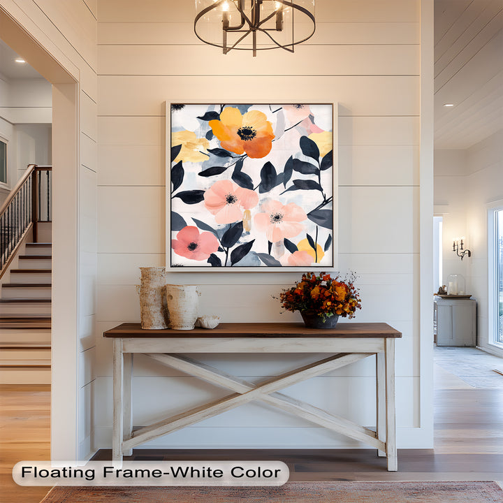 Soft Harmony – Peach and Mustard Floral Oil Painting