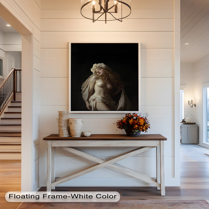 Moonlit Reverie – Classical Nude with Floral Crown Oil Painting